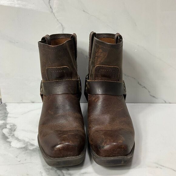 CABELA’S Leather Harness Strap Square Toe Ankle Boots - Picture 3 of 7